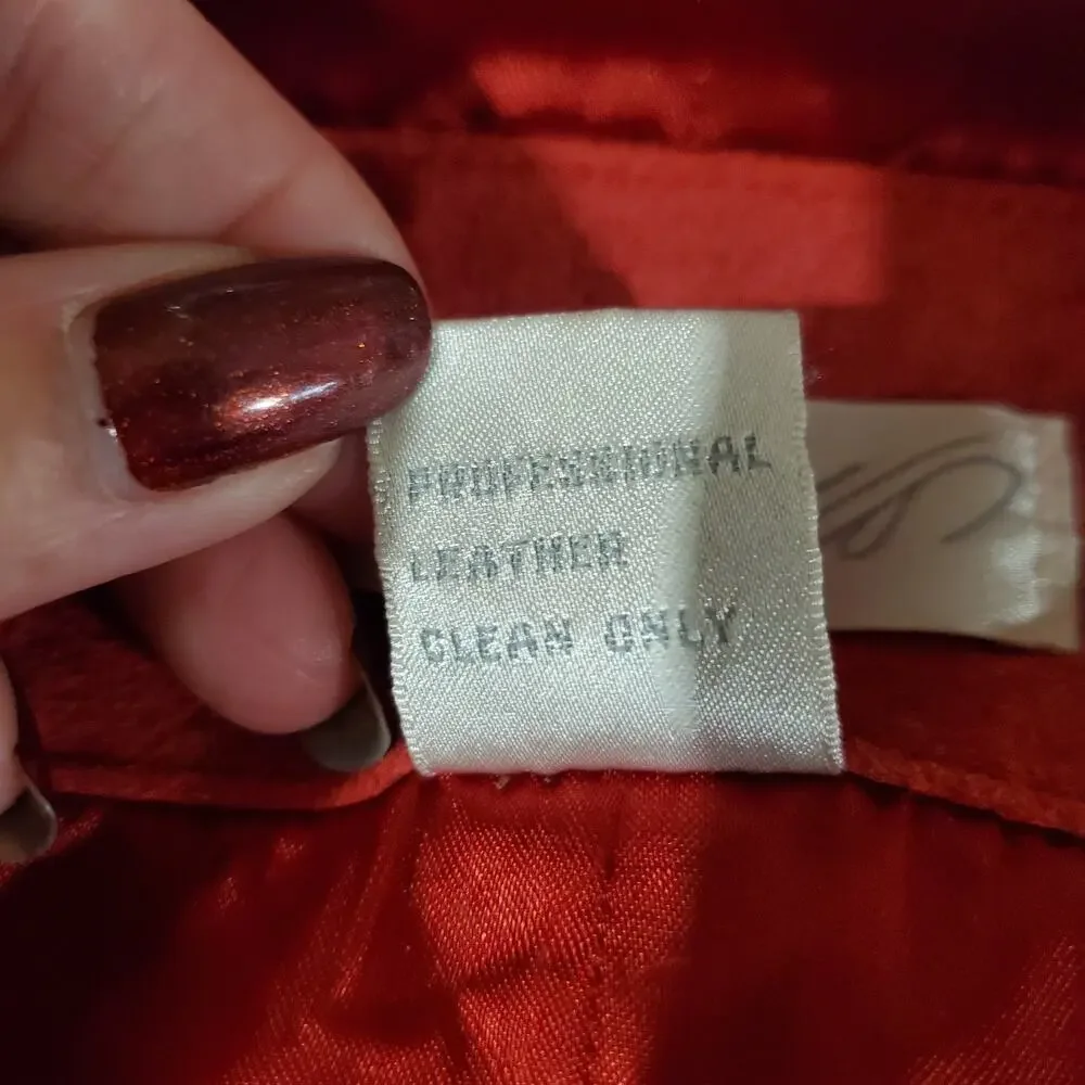 Vtg Lord & Taylor Silky Split Pig Leather Double Breasted Waistcoat Vest 10 Red